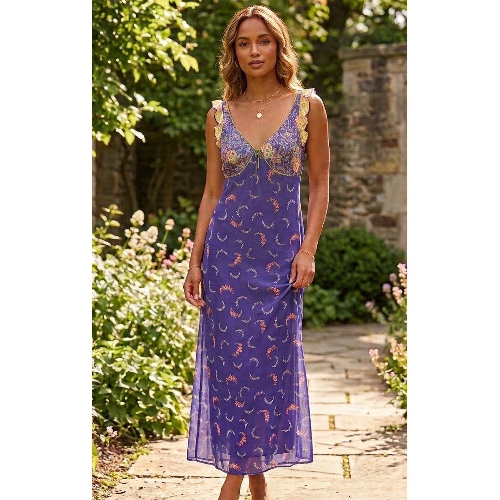 Laundry by Shelli Segal Y2K Purple Floral Dress Fairycore Boho Vintage Style 4